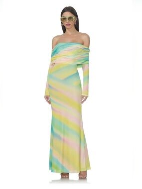 AFRM Long Sleeve Off the Shoulder Maxi Dress M